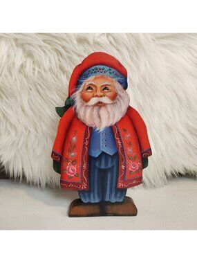 Vintage Santa Traditional Decor Wood Sculpture 1990s Father Christmas Russia